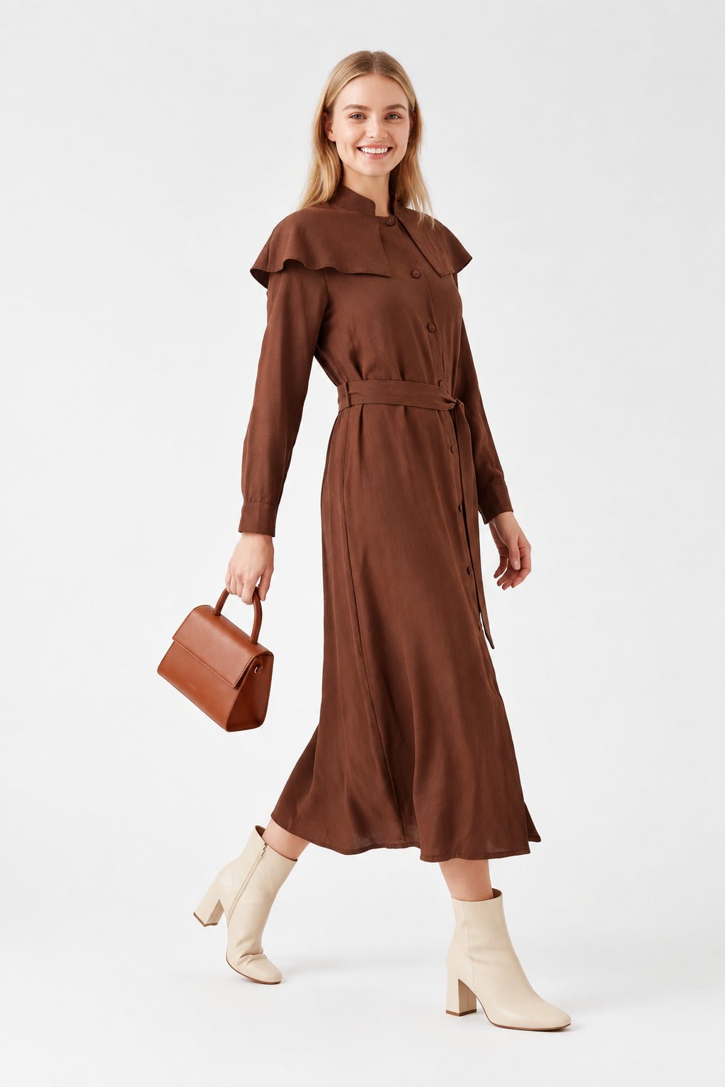 Vestido midi marrón - La Flamencona Accesorios